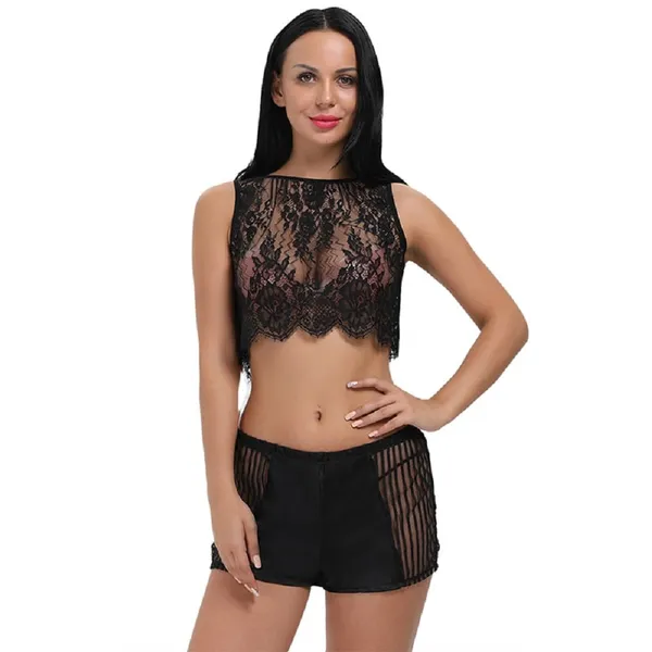 Kaamastra_Black_Lace_Crop_Top_Lingerie_Set_For_Women