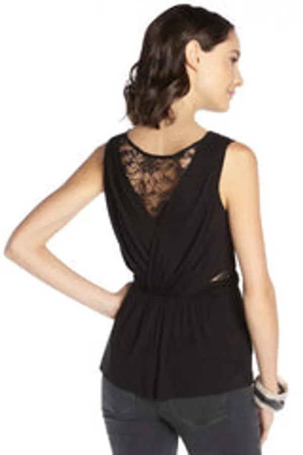 Kaamastra_Black_Floral_Lace_Sleeveless_Criss_Cross_Waist_Top