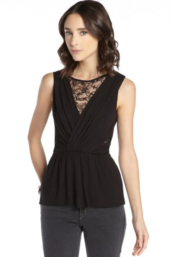 Kaamastra_Black_Floral_Lace_Sleeveless_Criss_Cross_Waist_Top