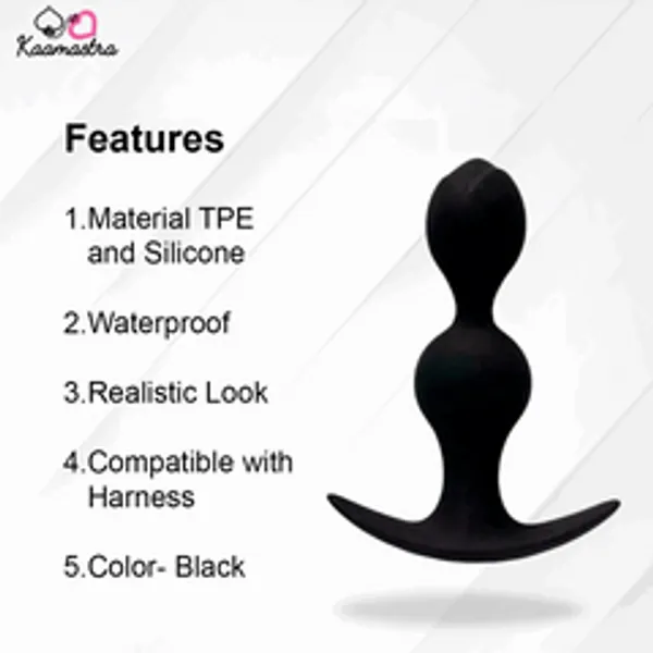 Kaamastra_Black_Silicone_Double_Bead_Anal_Plug