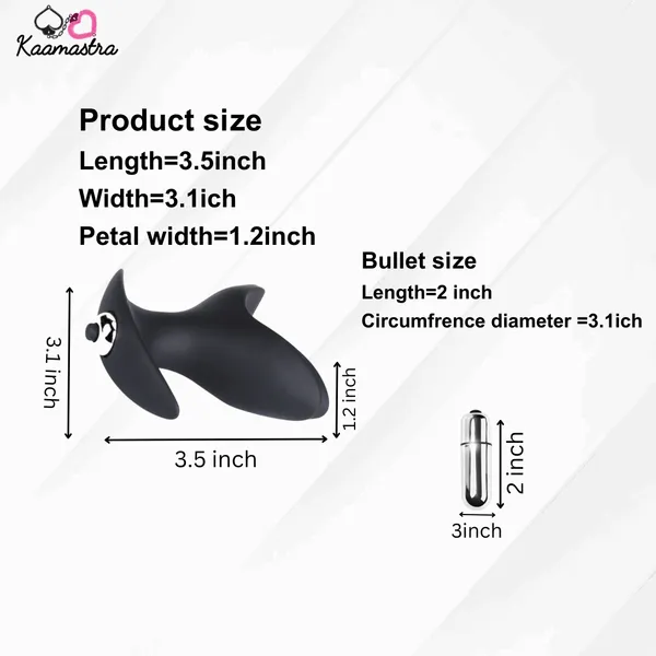 Kaamastra_Black_Silicone_2_Leaves_Vibrating_Anal_Plug