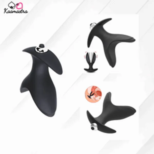Kaamastra_Black_Silicone_2_Leaves_Vibrating_Anal_Plug