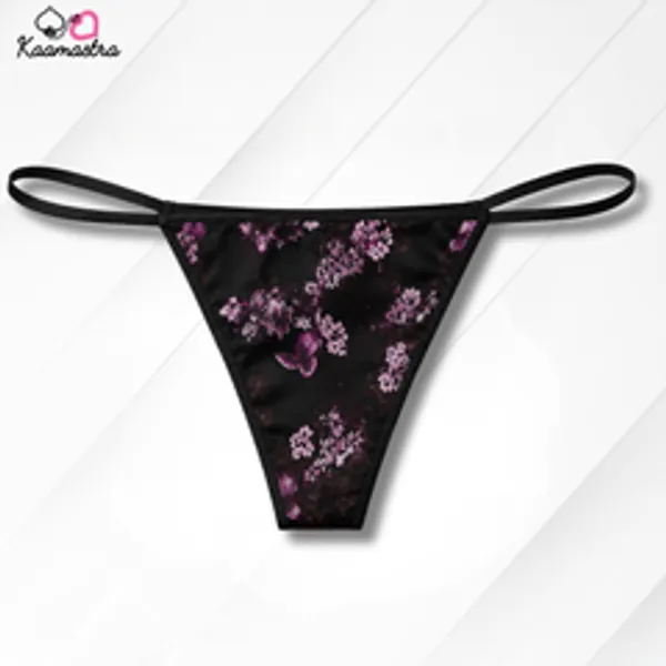 Kaamastra_S_Black_Floral_Ruffle_Lace_Up_Corset_With_Matching_Thong_Set_Size_S