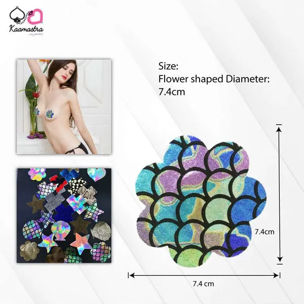 Kaamastra_Multicolor_Fish_Skin_Print_Flower_Shape_Nipple_Pasty