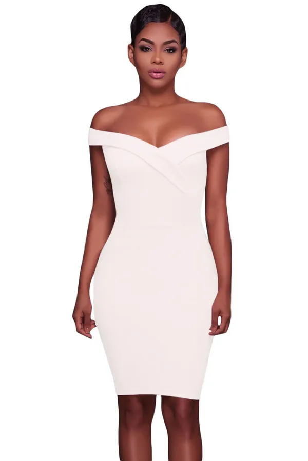 Kaamastra_White_Off_Shoulder_Midi_Women_S_Dress