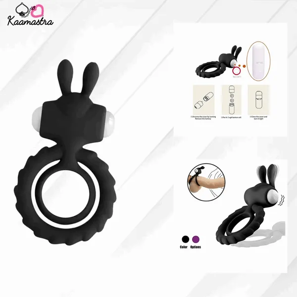 Kaamastra_Silicone_2_Loop_Rabbit_Ring_Vibrating_Penis_Ring