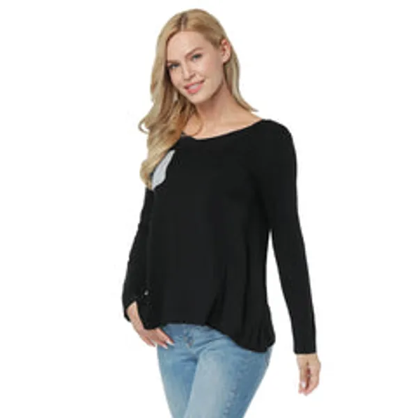 Kaamastra_Black_Full_Sleeve_Pocket_Design_Top_Womens_T_Shirt