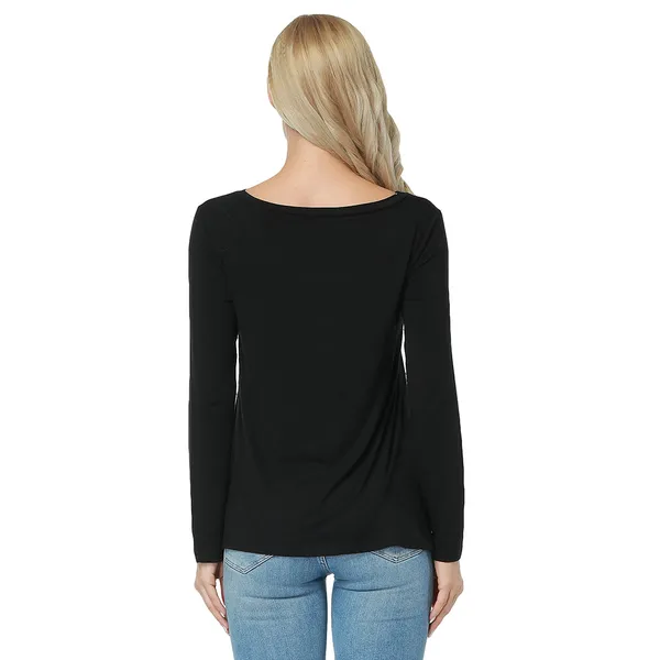 Kaamastra_Black_Full_Sleeve_Pocket_Design_Top_Womens_T_Shirt