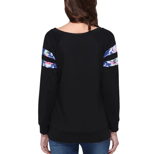 Kaamastra_Black_Full_Sleeve_Floral_Patch_T_Shirt_Top