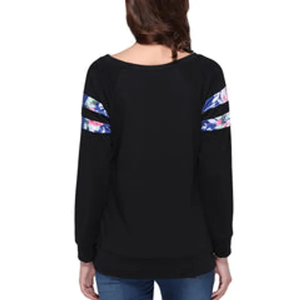 Kaamastra_Black_Full_Sleeve_Floral_Patch_T_Shirt_Top