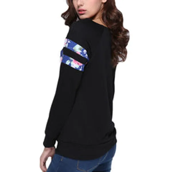 Kaamastra_Black_Full_Sleeve_Floral_Patch_T_Shirt_Top