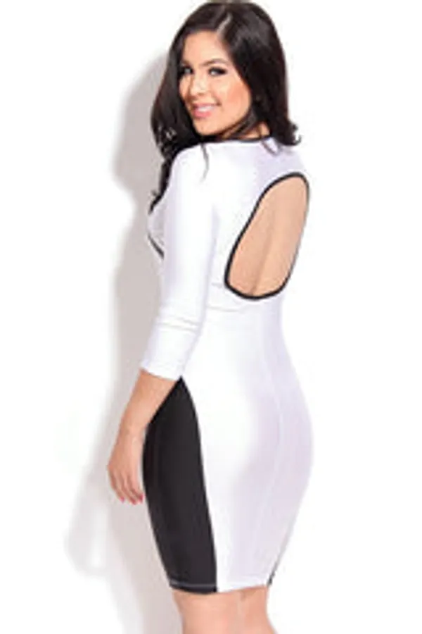 Kaamastra_Stylish_Figure_Flattering_Accent_Cut_Out_White_Bodycon_Dress