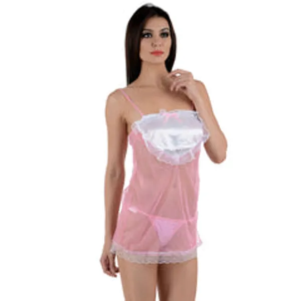 Kaamastra_Women_See_Through_Pink_Sleepwear_Babydoll