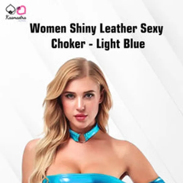 Kaamastra_Women_Shiny_Leather_Sexy_Choker_Dark_And_Light_Blue