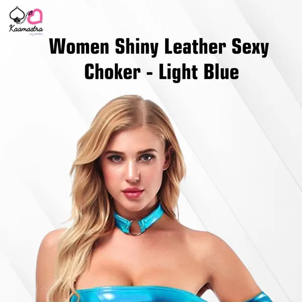 Kaamastra_Women_Shiny_Leather_Sexy_Choker_Dark_And_Light_Blue