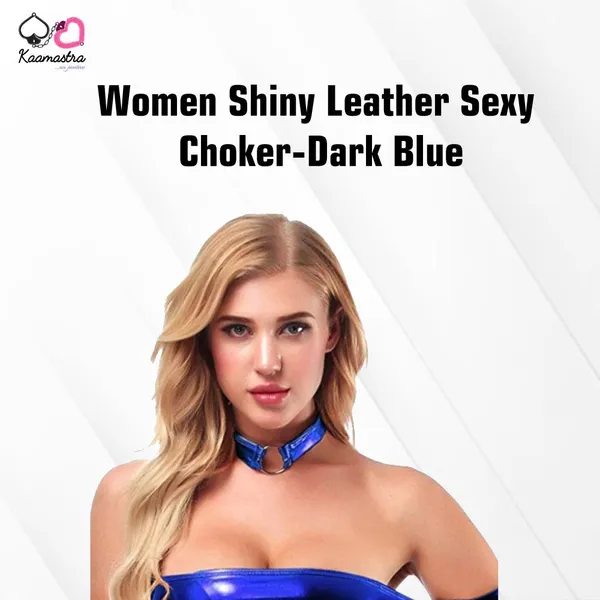 Kaamastra_Women_Shiny_Leather_Sexy_Choker_Dark_And_Light_Blue