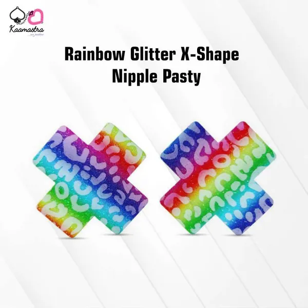Kaamastra_Rainbow_Glitter_X_Shape_Nipple_Pasty