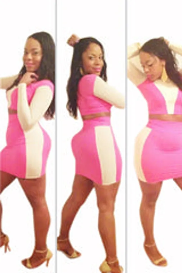 Kaamastra_Pink_And_White_Sides_Bandage_Dress