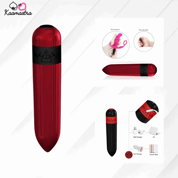 Kaamastra_Red_Rechargable_Mini_Bullet_Vibrator_With_Remote