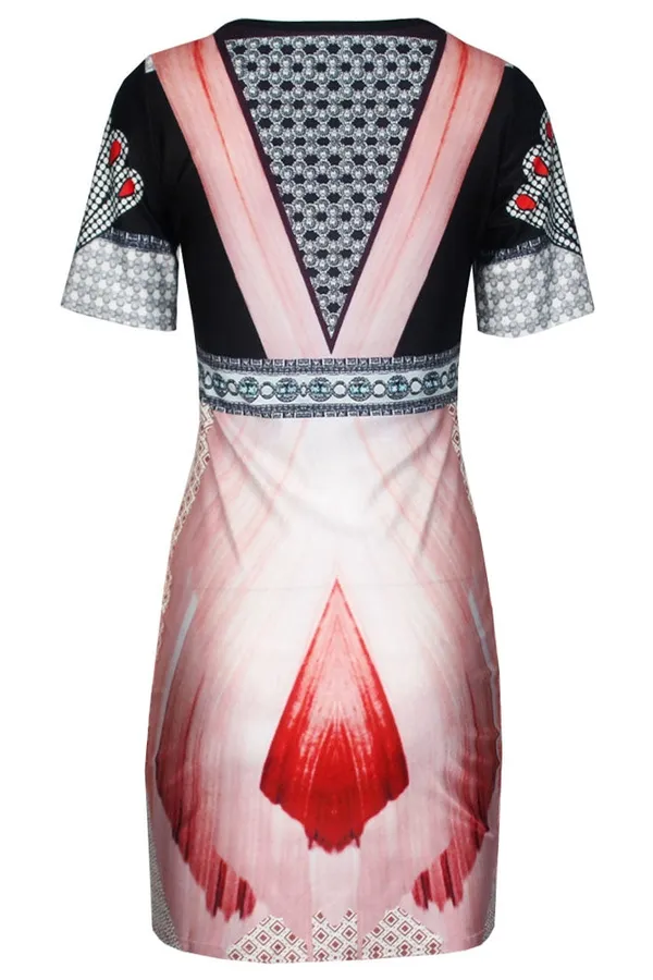 Kaamastra_Peach_Ballerina_Diamond_Print_Dress