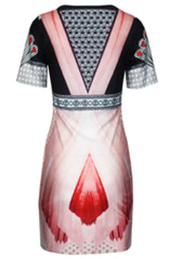 Kaamastra_Peach_Ballerina_Diamond_Print_Dress