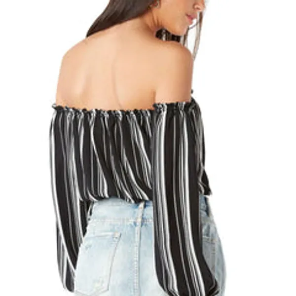 Kaamastra_Black_Printing_Long_Sleeves_Strapless_Crop_Top