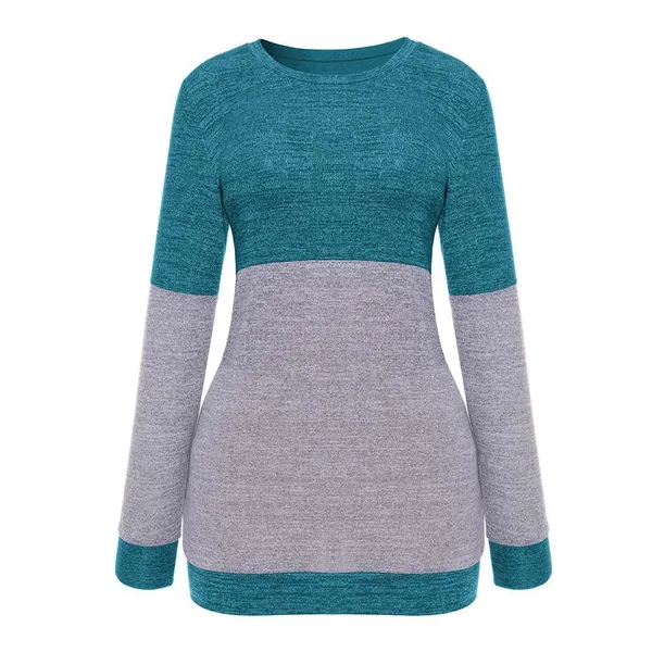 Kaamastra_Blue_And_Grey_Round_Neck_Full_Sleeve_Top