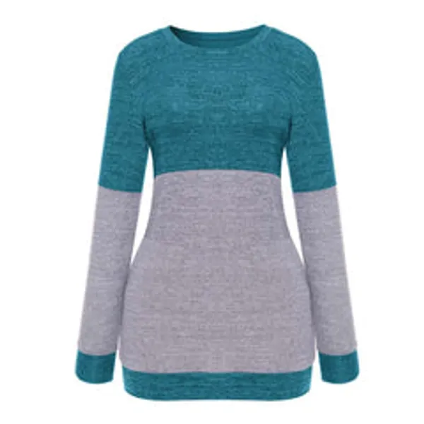 Kaamastra_Blue_And_Grey_Round_Neck_Full_Sleeve_Top