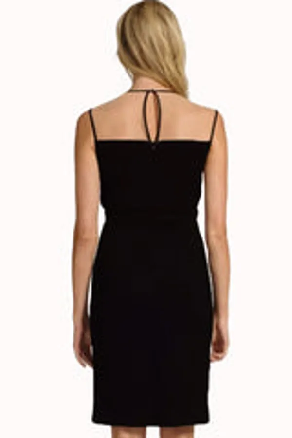 Kaamastra_Black_Mesh_Piping_Wrap_2_In_1_Midi_Dress