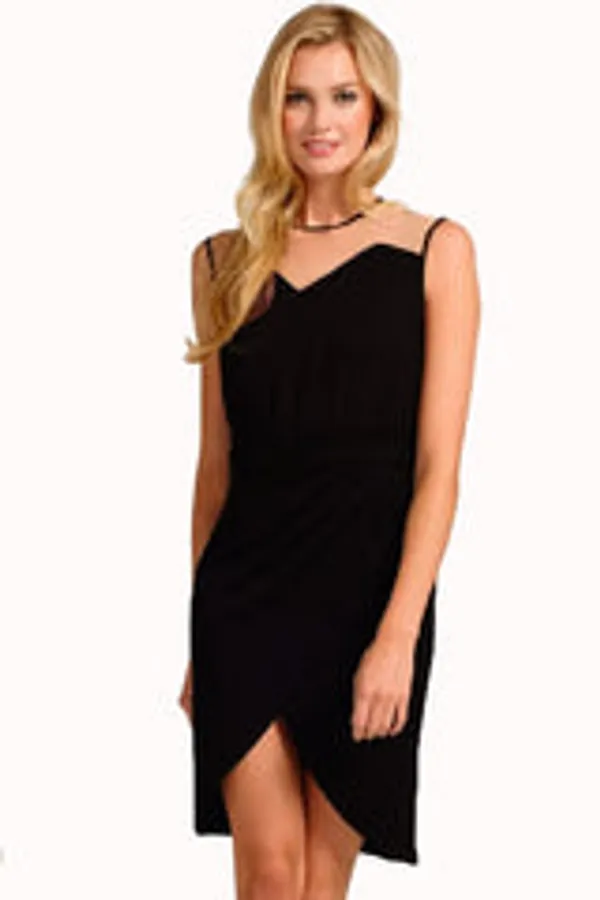 Kaamastra_Black_Mesh_Piping_Wrap_2_In_1_Midi_Dress