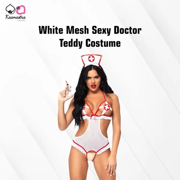 Kaamastra_White_Mesh_Sexy_Doctor_Teddy_Costume
