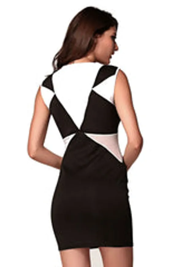 Kaamastra_Classic_Black_Geometrical_Bodycon_Dress
