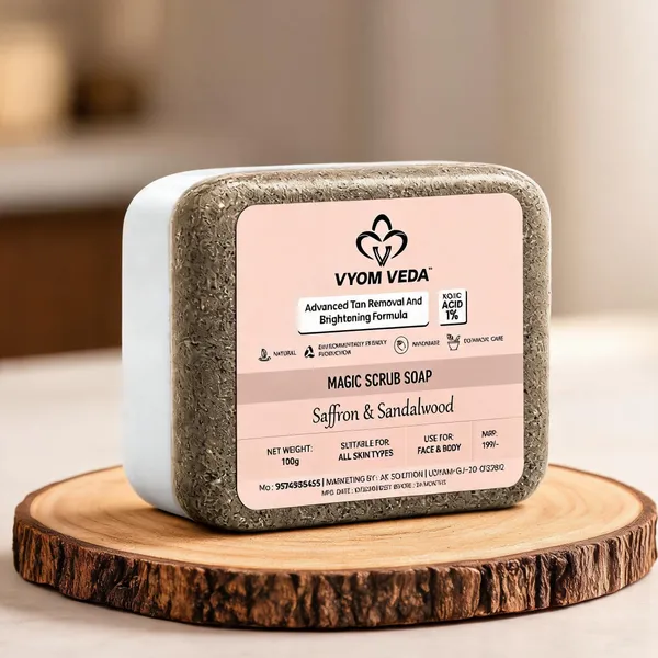 Vyom_Veda_Saffron_Sandalwood_Exfoliating_Scrub_Soap