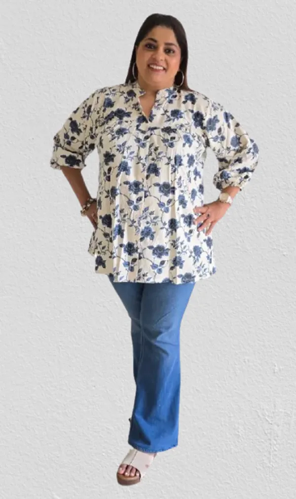 White_Cotton_Floral_Print_Top_For_Women