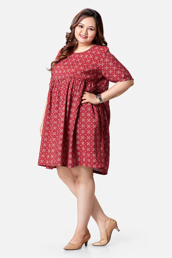 Red_Viscose_Abstract_Print_Knee_Length_Dress_For_Women