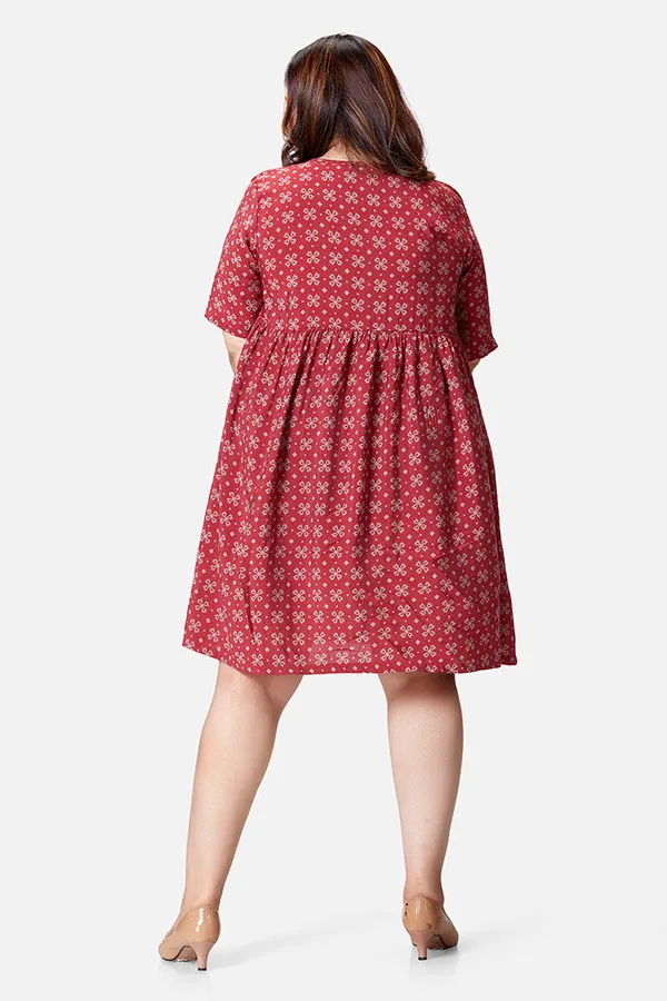 Red_Viscose_Abstract_Print_Knee_Length_Dress_For_Women