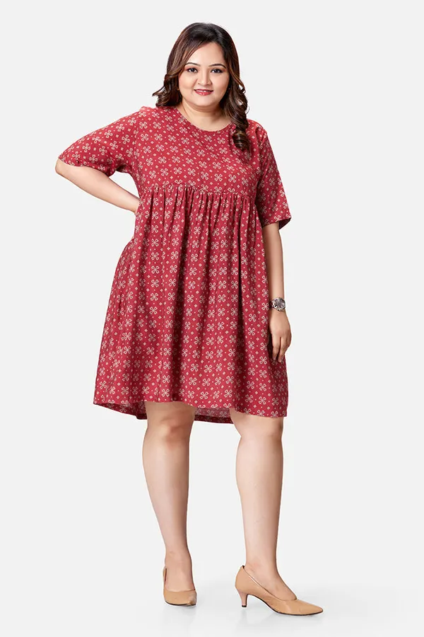Red_Viscose_Abstract_Print_Knee_Length_Dress_For_Women