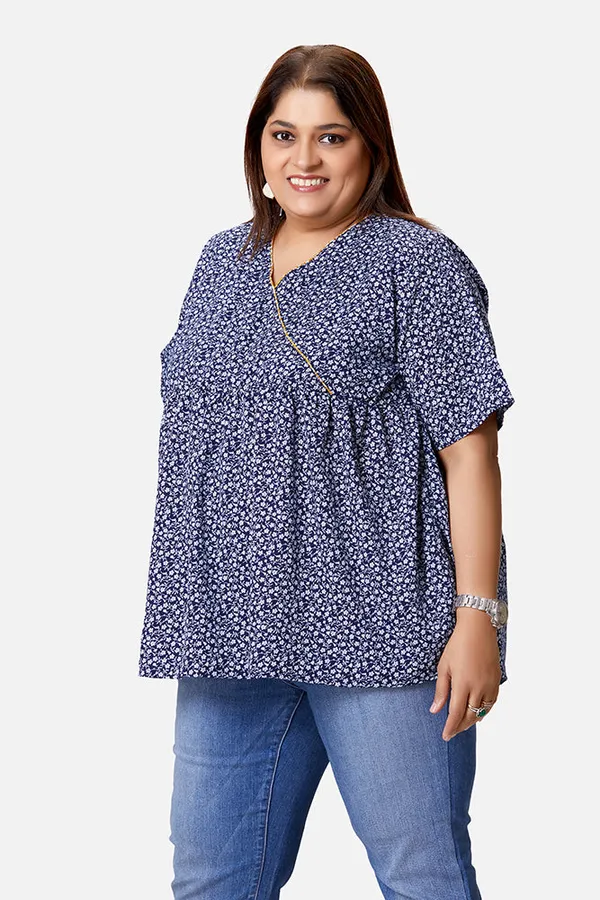 Blue_Polyester_Floral_Half_Sleeve_Top_For_Women