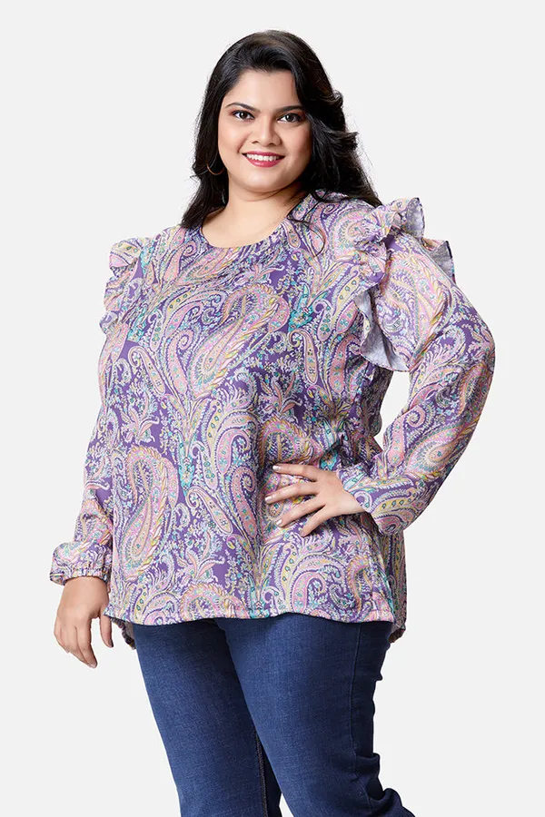 Purple_Satin_Paisley_Full_Sleeve_Top_For_Women