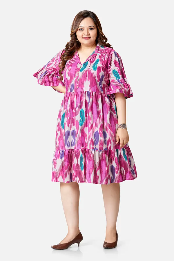 Pink_Cotton_Flared_Calf_Length_Dress_For_Women