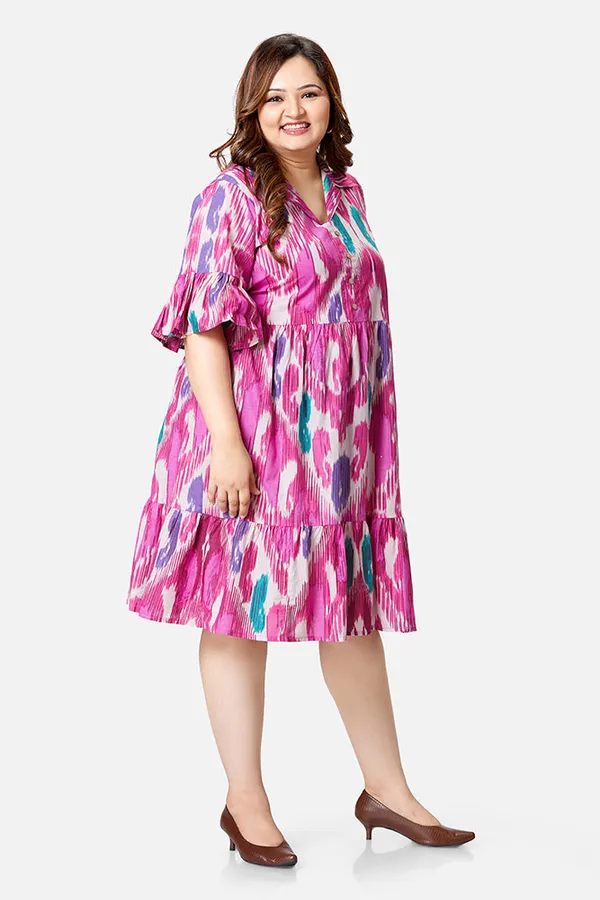 Pink_Cotton_Flared_Calf_Length_Dress_For_Women
