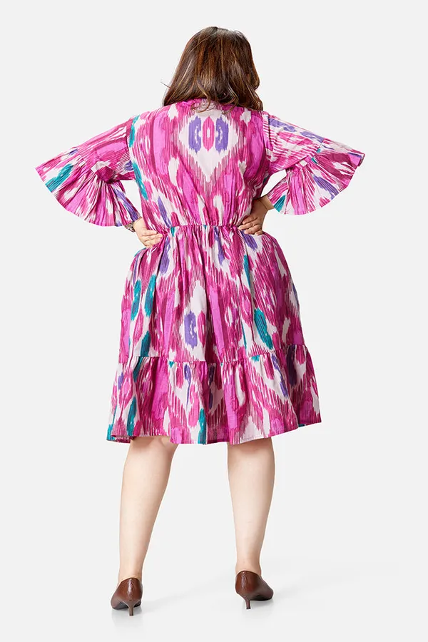 Pink_Cotton_Flared_Calf_Length_Dress_For_Women