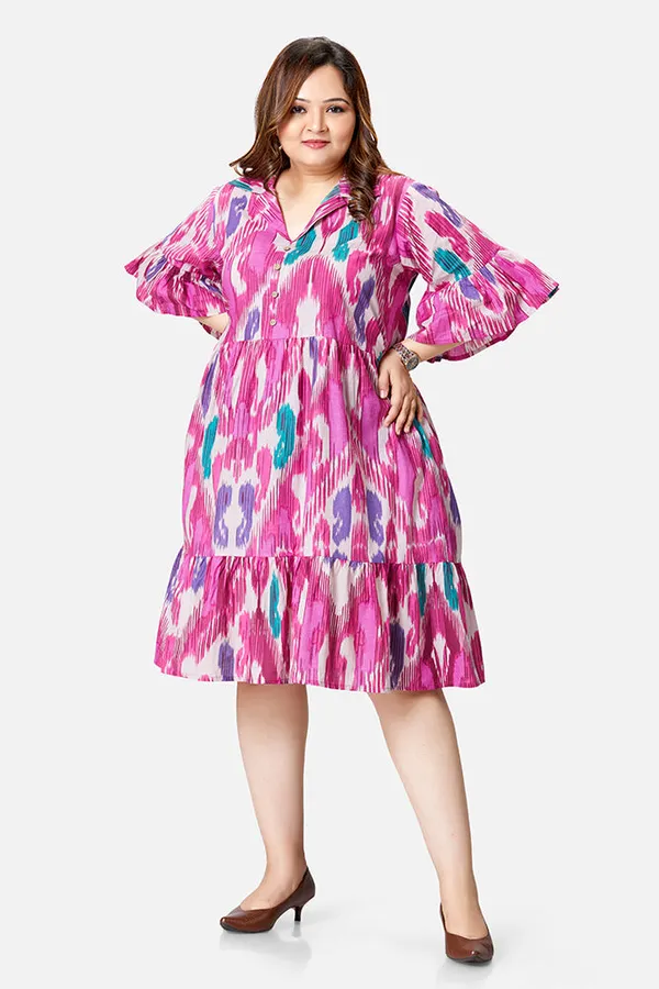 Pink_Cotton_Flared_Calf_Length_Dress_For_Women