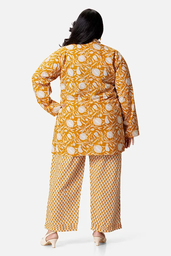 Mustard_Cotton_Shirt_Style_Long_Sleeve_Coord_Set_For_Women