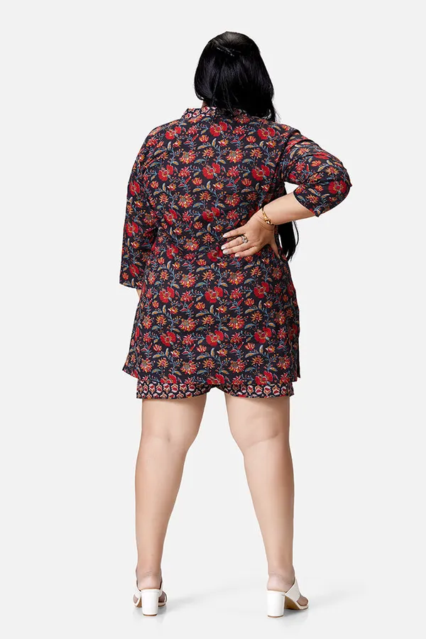 Multicolour_Cotton_Half_Sleeve_Top_And_Shorts_Coord_Set_For_Women