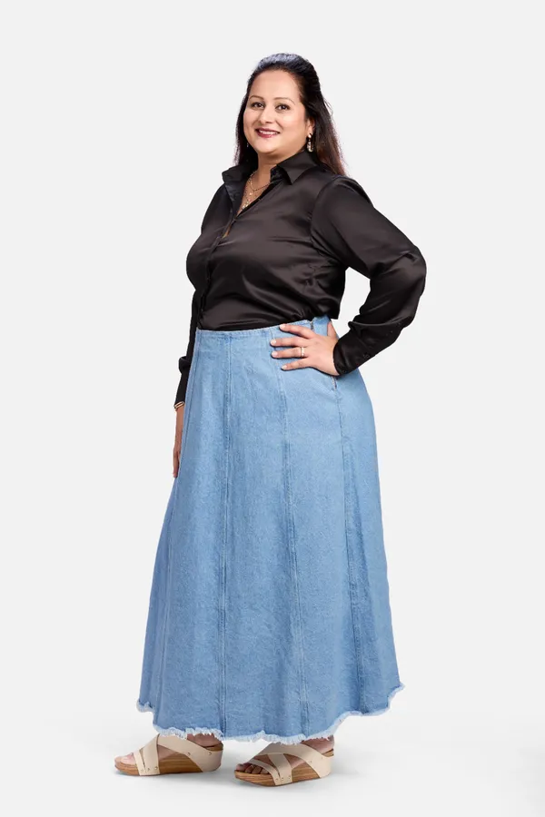Black_Satin_Tailored_Long_Sleeve_Shirt_For_Women