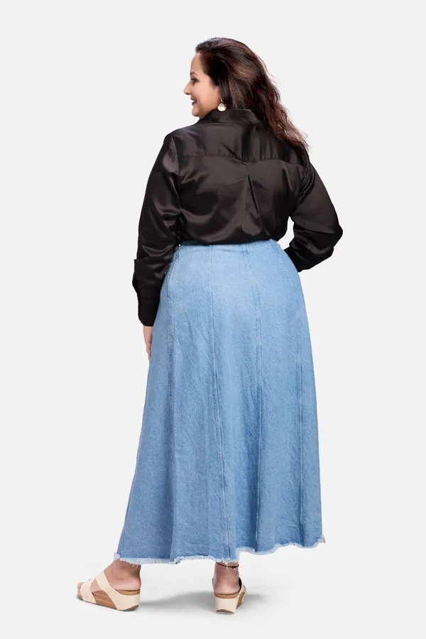 Black_Satin_Tailored_Long_Sleeve_Shirt_For_Women