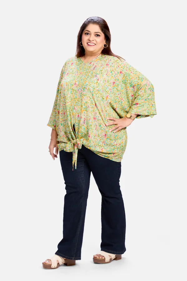 Green_Rayon_Front_Knot_Top_For_Women