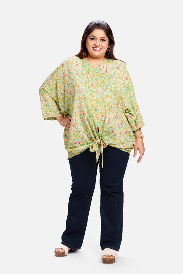 Green_Rayon_Front_Knot_Top_For_Women