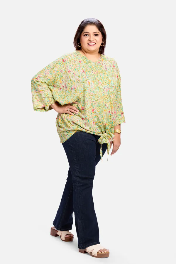 Green_Rayon_Front_Knot_Top_For_Women